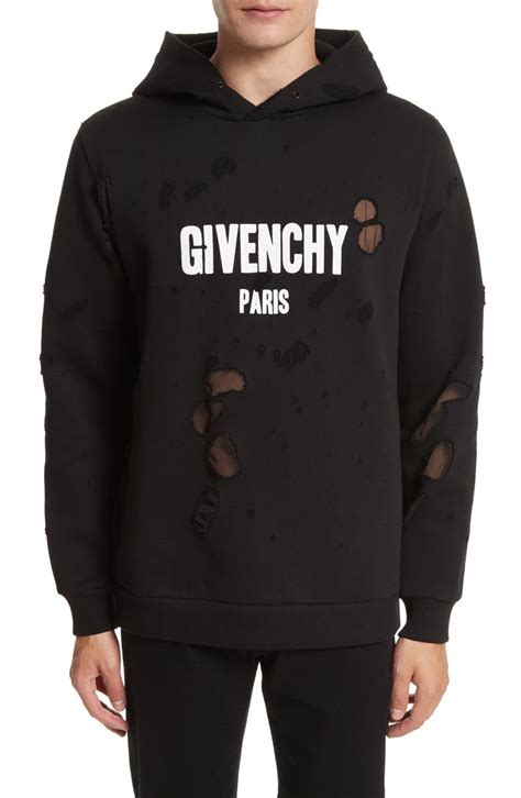 givenchy destroyed sweatshirt white|Givenchy cropped distressed hoodie.